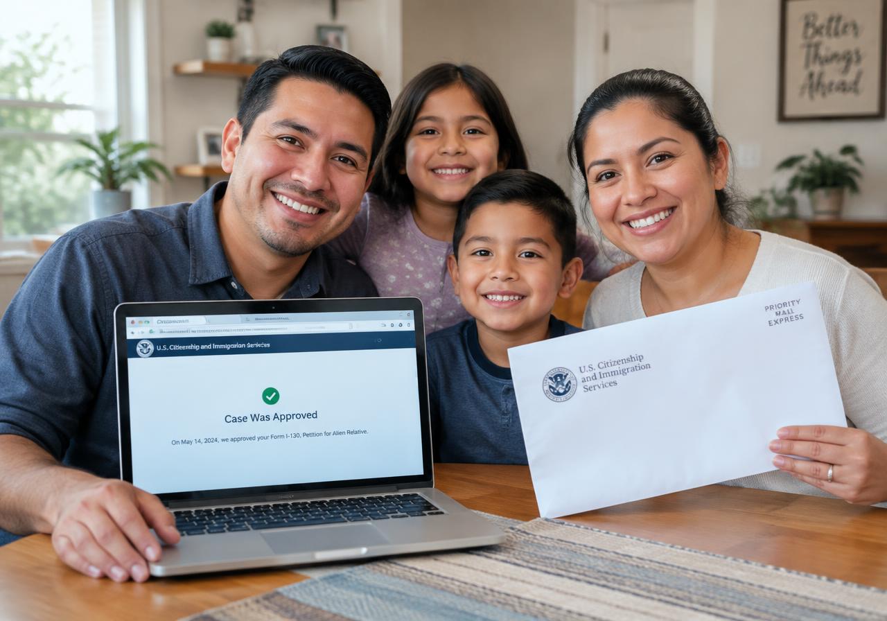 Family preparing their application together at home